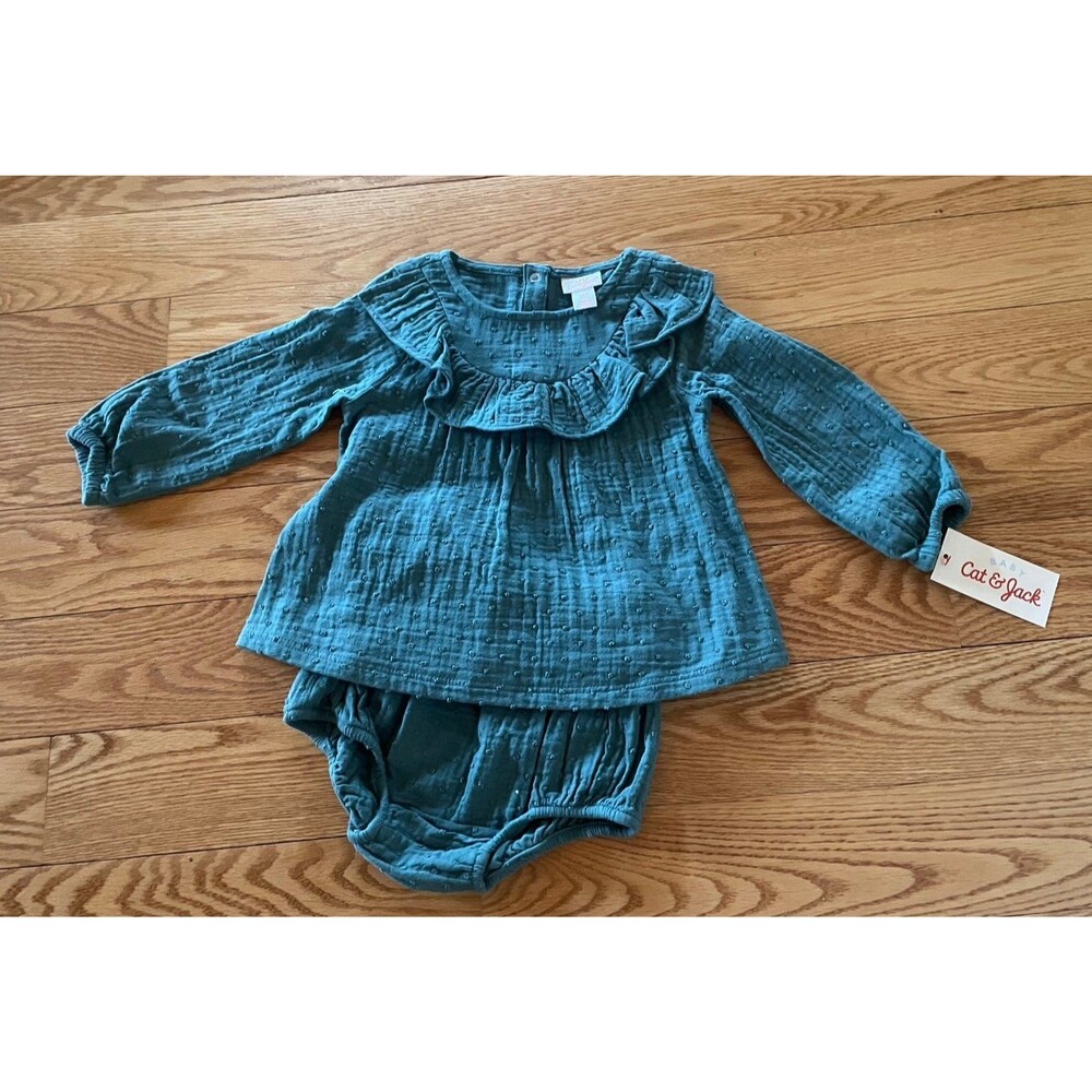 Baby Girl Cat & Jack “Dusty Green” Two Piece Set - Size 18 Months - NWT